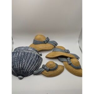 Vintage Burwood Sun Hats Wall Decor‎ and Wall Pocket Planter Set Grannycore